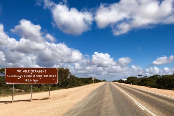 Nullarbor Ebene gerade Straße 90 miles straight