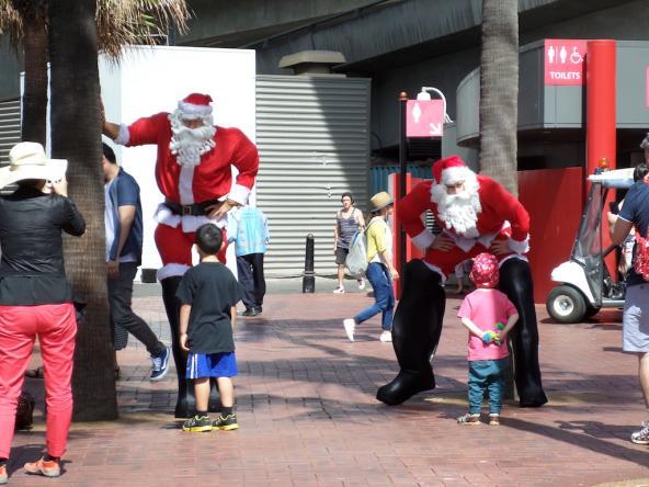 Umringt von Palmen findet man auch in Australien Weihnachtsmänner