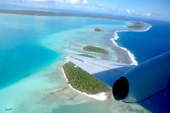 Anflug auf Aitutaki – der Flug samt Aussicht ist ein Highlight für sich