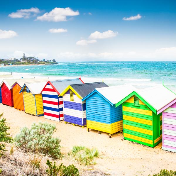 Australien Reiseberichte Strand Bunt Strandhäuser Meer